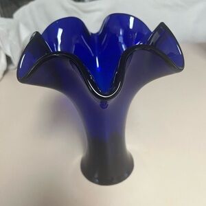 Blue Cobalt Ruffle Vase